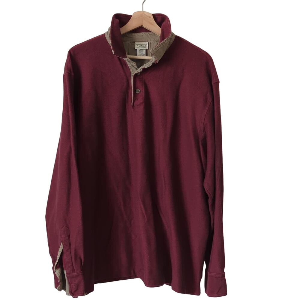 LL Bean Men's Cotton Red Button Down Shirt Collar Flannel Field Outdoor Barn XL